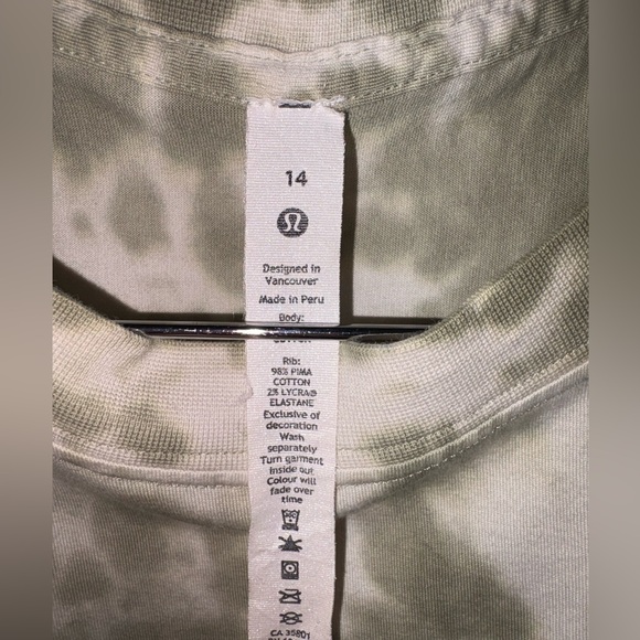 Lululemon Marmoleado Sleeveless Green/white Tie Dye Align Tank size 14 - Picture 2 of 5